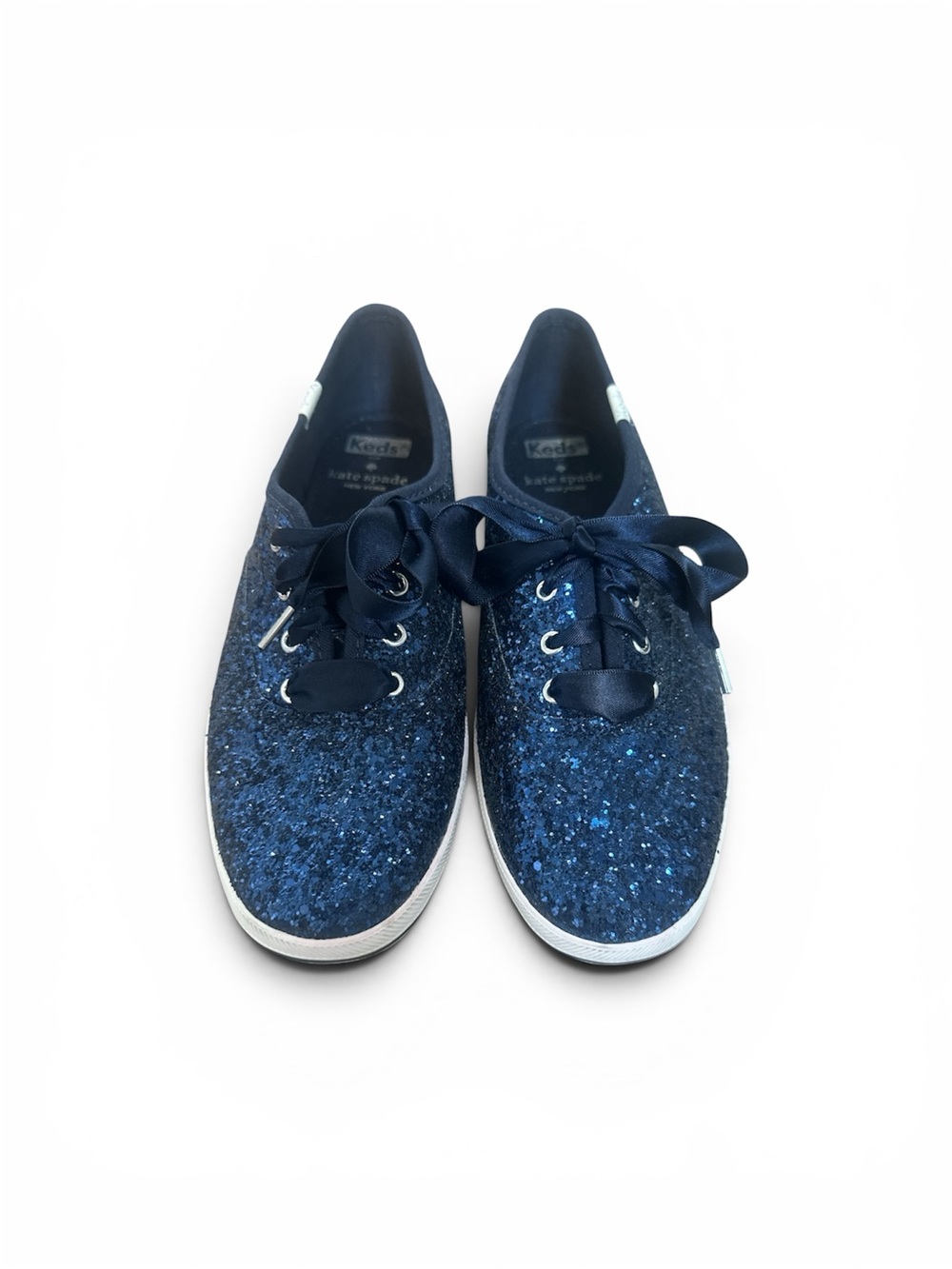 Kate Spade x Keds Champion Glitter Sneakers with satin ribbon laces